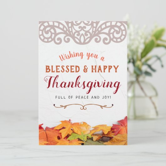 Carte Je vous souhaite une bénédiction et un Bon thanksg (Debout devant)