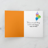Carte Jean d'anniversaire et baskets orange dans des fle (Intérieur)