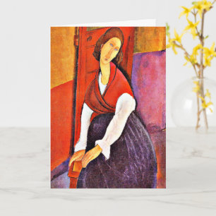 Carte Jeanne Hebuterne dans un châle rouge par Modiglian