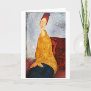 Carte Jeanne Hebuterne en Sweat Jaune, Modigliani
