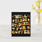 Carte J'échangerai mes élèves contre un café Professeur  (Fleur jaune)