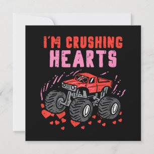 Carte J'écrase Coeurs Monster Truck Toddler Boys Valenti