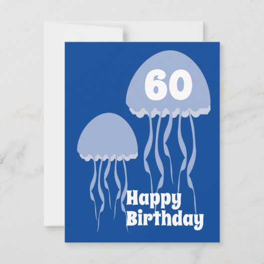 Carte Jelly Fish 60th Blue Birthday (Devant)