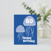 Carte Jelly Fish 60th Blue Birthday (Debout devant)