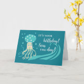 Carte Jellyfish d'anniversaire en mer (Fleur jaune)