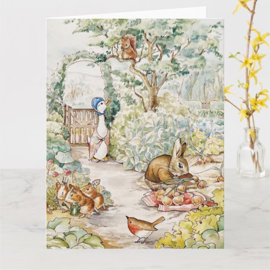 Carte Jemima Puddle Duck dans le jardin de M. Mc Gregor (Fleur jaune)