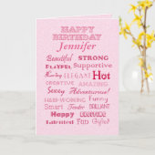 Carte Jennifer Happy Birthday Mots de louanges (Fleur jaune)
