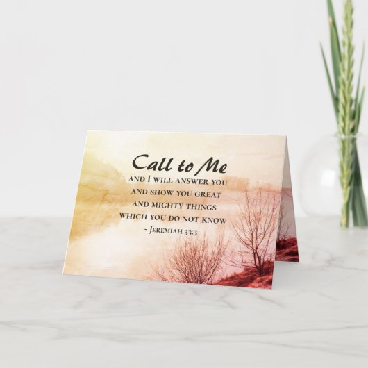 Carte Jeremiah 33:3 Appelez-moi et je vous répondrai (Devant)