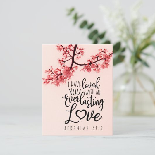 Carte Jérémie 31:3 Je vous ai aimés Verset biblique Plat (Debout devant)