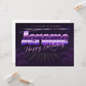 Carte Jerome Name Prénom lila retro Map Anniversaire (Devant/Arrière en situation)