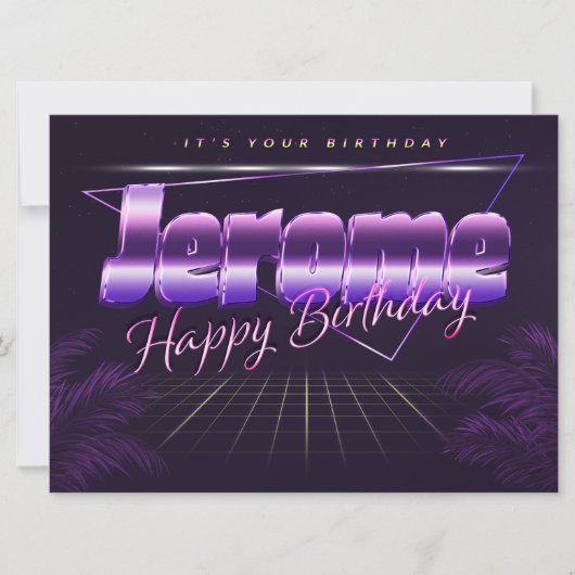 Carte Jerome Name Prénom lila retro Map Anniversaire (Devant)