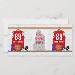 Carte Jersey de basket-ball rouge et blanc personnalisé