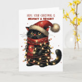 Carte J'espère que votre Noël est Meowy & Bright Greetin (Fleur jaune)