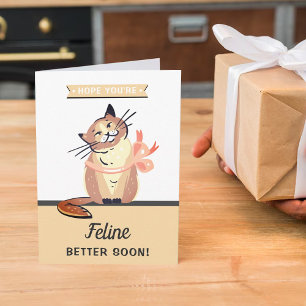 Carte J'espère que vous allez mieux Feline bientôt