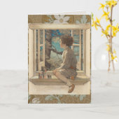 Carte Jessie Wilcox Smith "Dream Blocks" Boy Window (Fleur jaune)