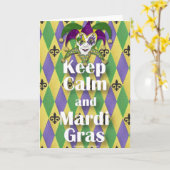 Carte Jester Mask Keep Calm and Mardi Gras (Fleur jaune)
