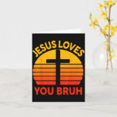 Carte Jésus aime Bruh Cross chrétien (Fleur jaune)