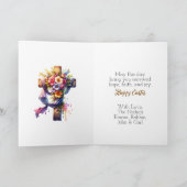 Carte Jésus assis avec les agneaux et le lapin | Pâques (Intérieur)