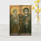 Carte Jésus avec Abbot Coptic Icon (Fleur jaune)