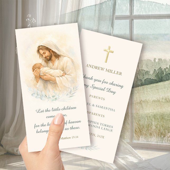 Carte Jésus berçant un nouveau-né Baptême Objet de dévot (Créateur téléchargé)