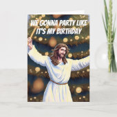 Carte Jésus Célébrant Son Anniversaire Noël Drôle (Devant)
