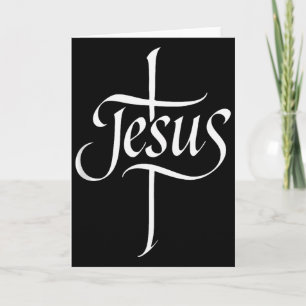 Carte Jésus Croix Calligraphie Culte Foi Design Tank