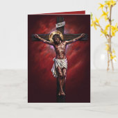 Carte Jesus Crucified Blessed Easter Card Red (Fleur jaune)