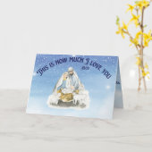 Carte Jésus dans la crèche plié Noël (Fleur jaune)