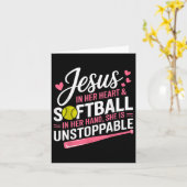 Carte Jésus Dans Son Coeur Et Softball Dans Sa Main Soft (Fleur jaune)