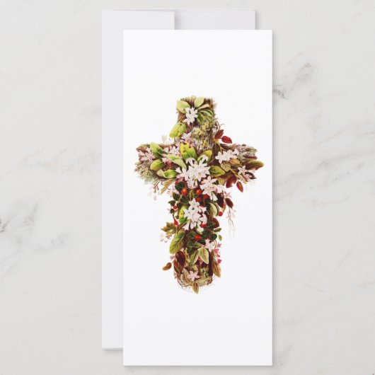 Carte Jésus dimanche de Pâques Croix de fleurs (Devant)