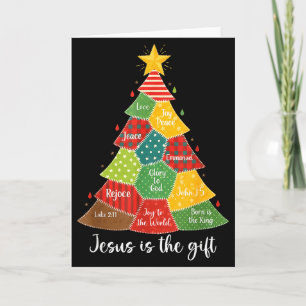 Carte Jésus Est Le Cadeau de Noël Patchwork Arbre Ecritu