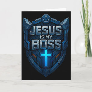 Carte Jésus est mon patron Bouclier chrétien Super-héros