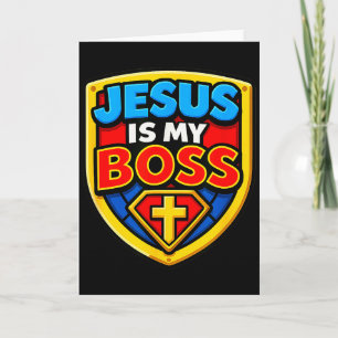 Carte Jésus Est Mon Patron Bouclier Super-héros Chrétien
