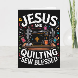 Carte Jésus et couture à la machine à coudre bénie