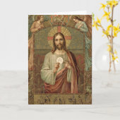 Carte Jésus Eucharistie Première Sainte Communion Anges (Fleur jaune)