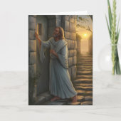 Carte Jésus frappe à une porte rustique (Devant)