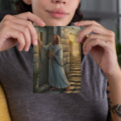 Carte Jésus frappe à une porte rustique