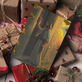 Carte Jésus frappe à une porte rustique