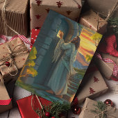 Carte Jésus frappe à une porte rustique