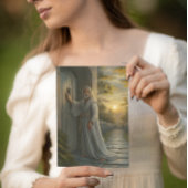 Carte Jésus frappe à une porte rustique