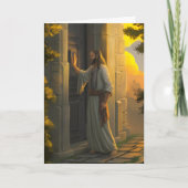 Carte Jésus frappe à une porte rustique (Devant)