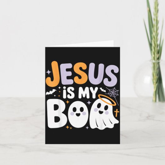 Carte Jesus Is My Boo Cute Christian Halloween Ghost Fun (Devant)
