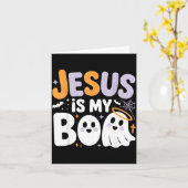 Carte Jesus Is My Boo Cute Christian Halloween Ghost Fun (Fleur jaune)
