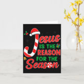 Carte Jesus Is Reason For Season Christian Christmas Pjs (Fleur jaune)