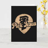 Carte Jésus Plectre Musique Pasteur Joyeuses Pâques (Fleur jaune)