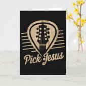 Carte Jésus Plectre Musique Pasteur Joyeuses Pâques (Fleur jaune)