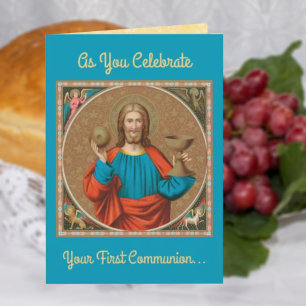 Carte Jésus qui maintient l'Eucharistie (SNV 050)