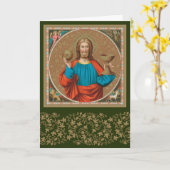 Carte Jésus qui maintient l'Eucharistie (SNV 050) (Fleur jaune)