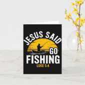Carte Jesus Said Go Fishing Luke 5-4 Christian Fisherman (Fleur jaune)