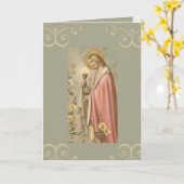 Carte Jésus tenant Chalice première communion sainte (Fleur jaune)